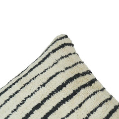 Handcrafted Tufted Cotton Striped Cushion Cover | Black & Ivory Textured Throw Pillow Cover | 45 x 45 cm