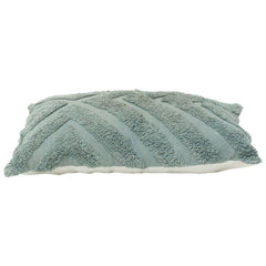 Sage Green Tufted Geometric Cotton Cushion Cover | Textured Chevron Design | 35x50 cm Lumbar Pillow Cover