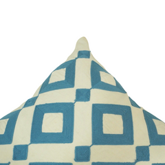Blue Geometric Embroidered Cotton Cushion Cover | 45x45 cm Decorative Throw Pillow Cover