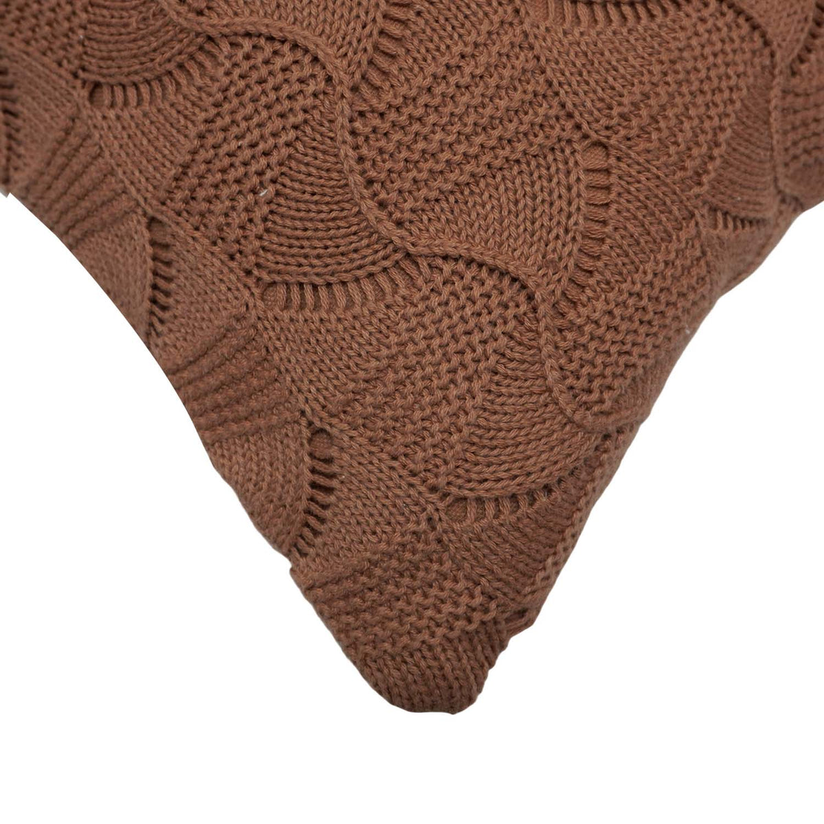 Hand Knitted Cotton Cushion Cover 45x45 cm | Textured Geometric Knit Pattern | Soft Decorative Throw Pillow Cover with Concealed Zip | Brown | 100% Cotton - Bulk manufacturer & supplier from Panipat, India