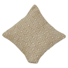 Handwoven Jute & Cotton Geometric Cushion Cover | Neutral Diamond Pattern | Boho Rustic Décor | 18x18 Inch