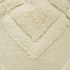 Ivory Tufted Geometric Cotton Cushion Cover – 45x45 cm | Boho Textured Throw Pillow Cover