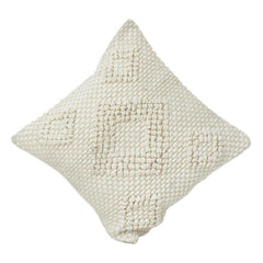 Handgewebter Kissenbezug aus Baumwolle mit Textur – Neutrales Rautenmuster in Elfenbein | 45x45 cm