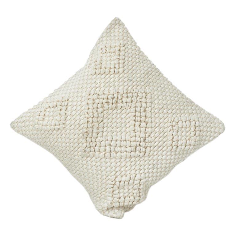 Handwoven Cotton Textured Cushion Cover – Neutral Ivory Diamond Pattern | 45x45 cm