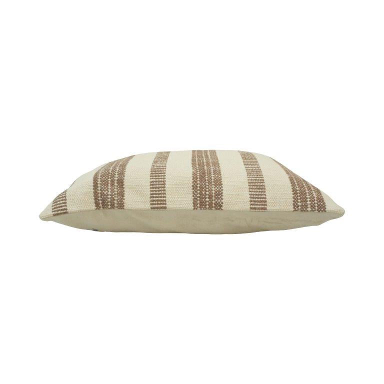 Handmade Cotton Striped Cushion Cover 35 x 50 cm | Woven Natural Beige & Ivory Lumbar Pillow Cover | Artisan Home Décor - Bulk manufacturer & supplier from Panipat, India