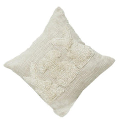 Housse de coussin en coton tufté 45x45 cm | Coussin bohème texturé crème | Housse de coussin artisanale minimaliste