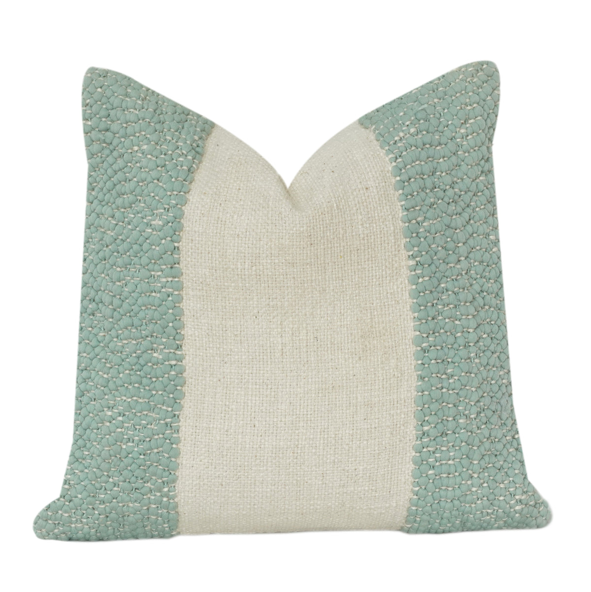 Mintgrüner Kissenbezug aus texturierter Baumwolle und Polyester mit neutralem Paneel | Modernes minimalistisches Akzentkissen | 45x45 cm - Bulk manufacturer & supplier from Panipat, India