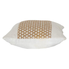 Handwoven Jute & Cotton Cushion Cover – Textured Diamond Stripe Design | 18x18 Inch