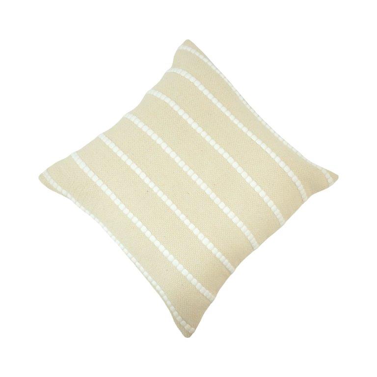 Textured Cotton Cushion Cover with Tufted Stripe Design – 45x45 cm | Cream Decorative Pillow Cover for Sofa & Living Room - Bulk manufacturer & supplier from Panipat, India