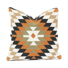 Handwoven Geometric Cotton Cushion Cover 45x45 cm | Tribal Diamond Pattern | Boho Decorative Pillow Case with Zipper