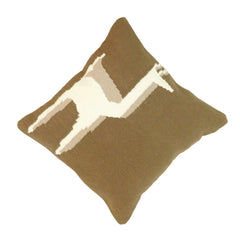 Abstract Embroidered Cotton Cushion Cover 45x45 cm | Brown & Ivory Modern Decorative Pillow Cover