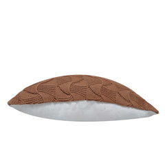 Hand Knitted Cotton Cushion Cover 45x45 cm | Textured Geometric Knit Pattern | Soft Decorative Throw Pillow Cover with Concealed Zip | Brown | 100% Cotton