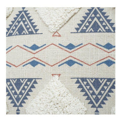 Printed & Tufted Geometric Cotton Cushion Cover with Tassels – 45x45 cm | Boho Tribal Design