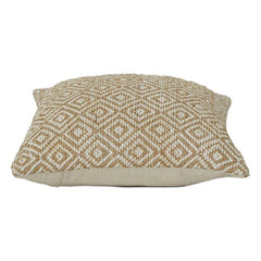 Handwoven Jute & Cotton Geometric Cushion Cover | Neutral Diamond Pattern | Boho Rustic Décor | 18x18 Inch