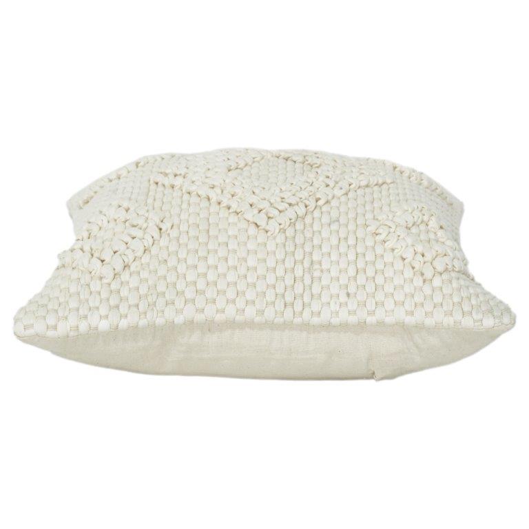 Handwoven Cotton Textured Cushion Cover – Neutral Ivory Diamond Pattern | 45x45 cm