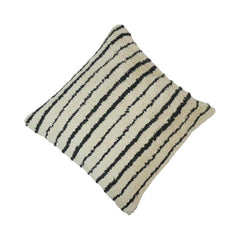 Handcrafted Tufted Cotton Striped Cushion Cover | Black & Ivory Textured Throw Pillow Cover | 45 x 45 cm