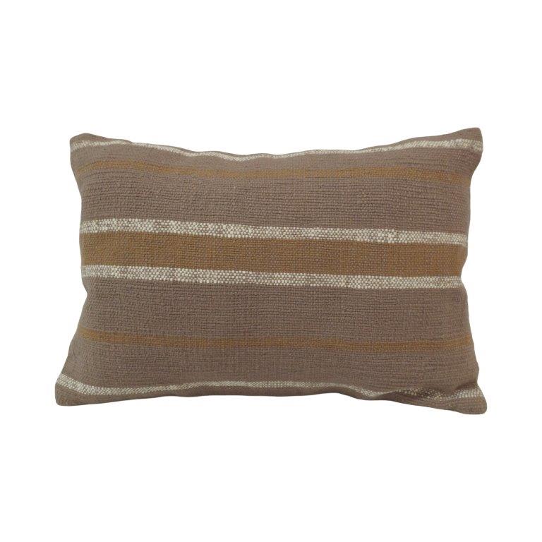 Handwoven Cotton Striped Cushion Cover 45x45 cm | Beige & Natural Woven Throw Pillow Cover | Handmade Textured Home Décor - Bulk manufacturer & supplier from Panipat, India