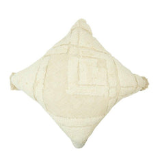 Ivory Tufted Geometric Cotton Cushion Cover – 45x45 cm | Boho Textured Throw Pillow Cover