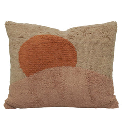 Modern Abstract Tufted Cotton Cushion Cover 40 x 50 cm | Textured Geometric Boho Lumbar Cushion Cover with Concealed Zip | Beige & Terracotta
