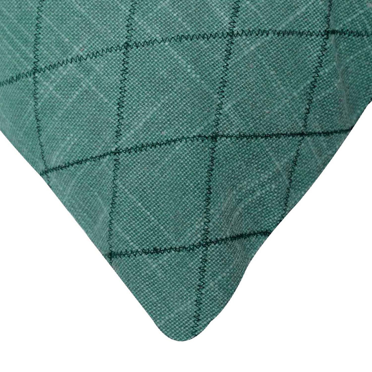 Machine Embroidered Cotton Cushion Cover – Teal Diamond Lattice Pattern, 45 x 45 cm