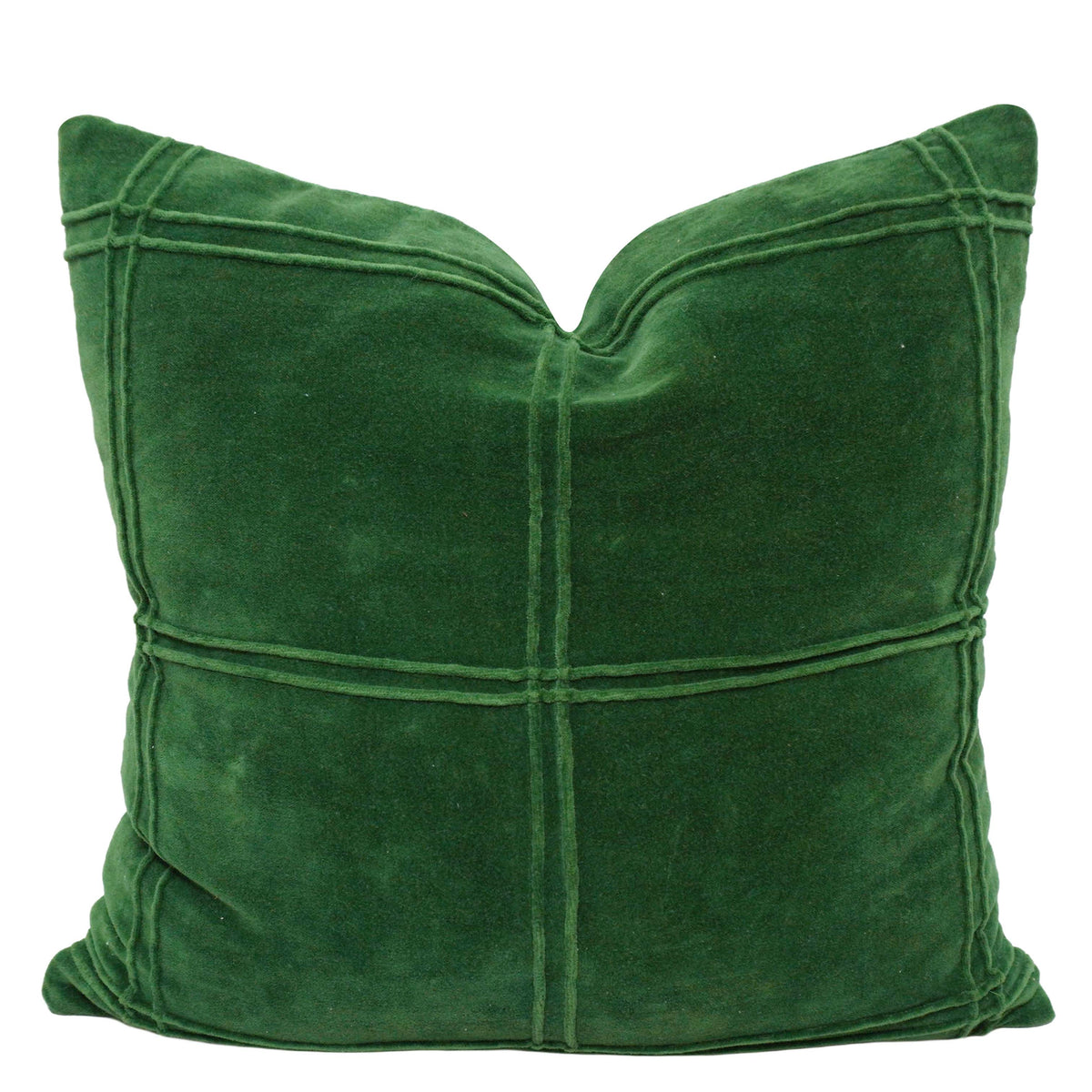 Luxury Green Velvet Cushion Cover 45x45 cm | Textured Panel Design | Premium Decorative Sofa & Bed Cushion Cover