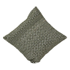 Olive Green Geometric Embroidered Cotton Cushion Cover | Textured Boho Throw Pillow Cover | 18x18 Inch