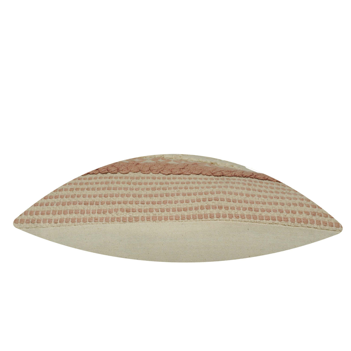 Handwoven Cotton Cushion Cover 45x45 cm | Boho Woven Tufted Fringe Cushion Cover | Decorative Throw Pillow Cover for Sofa, Bed & Living Room | Blush Pink & Natural