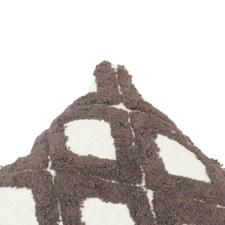 Handcrafted Tufted Cotton Cushion Cover 45x45 cm | Geometric Diamond Pattern | Textured Boho Throw Pillow Cover