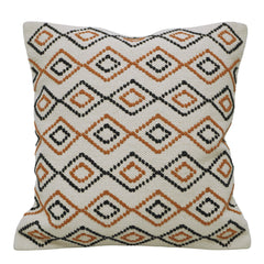 Handwoven Cotton Cushion Cover 45x45 cm | Geometric Diamond Pattern | Decorative Throw Pillow Cover | Boho Modern Sofa Cushion Cover | Hidden Zipper