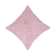 Handmade Tufted Cotton Cushion Cover 45x45 cm | Soft Pink Geometric Diamond Pattern | Decorative Throw Pillow Cover | Hidden Zipper | Boho Modern Home Décor (Cover Only)