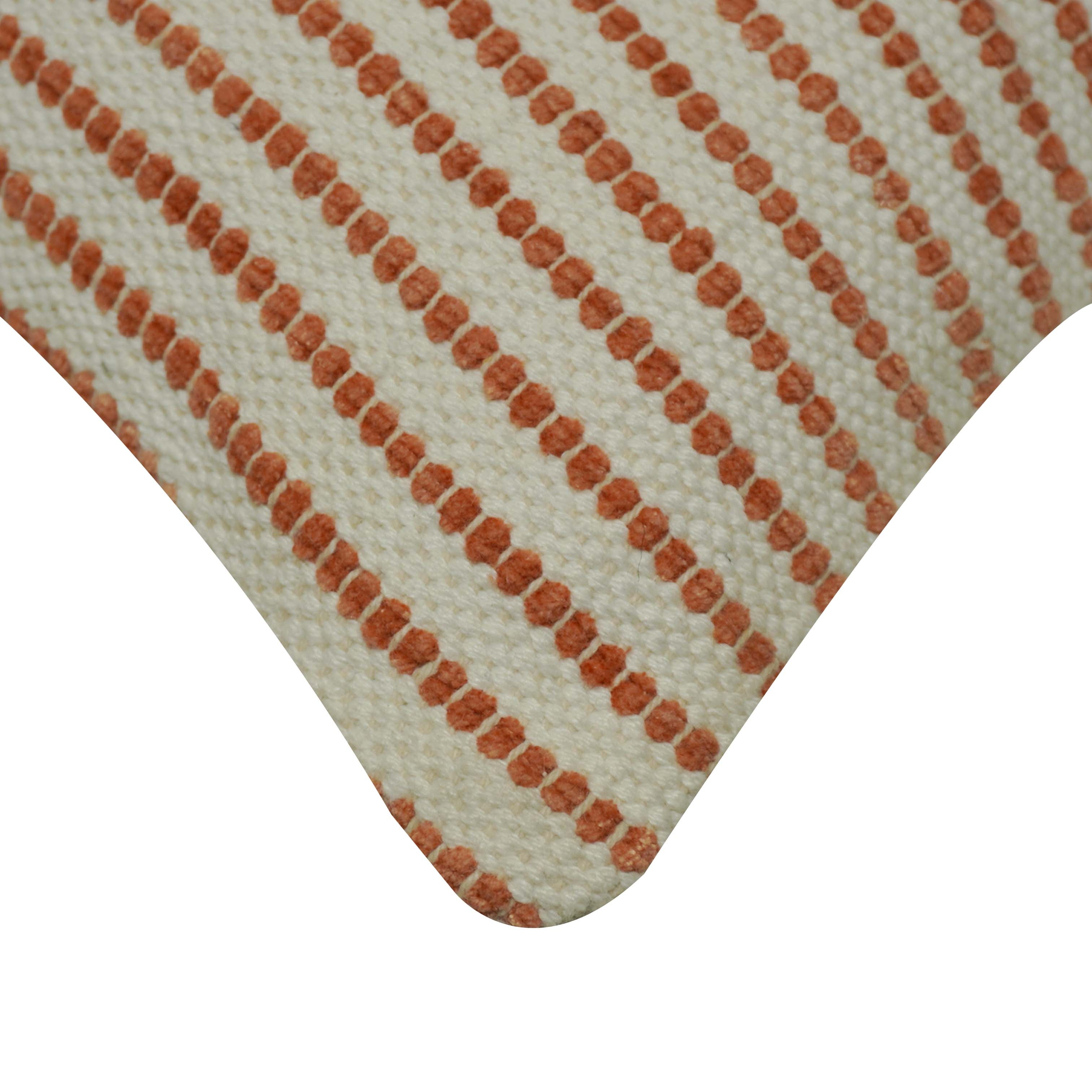 Handwoven Cotton Striped Cushion Cover 45x45 cm | Woven Textured Throw Pillow Cover | Rust & Ivory Decorative Cushion Cover | Hidden Zipper | 18x18 Inch