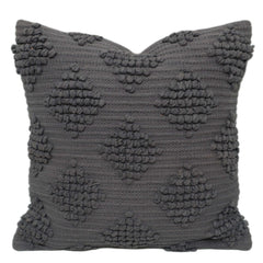 Handmade Textured Cotton Cushion Cover 45x45 cm – Charcoal Grey Tufted Design
