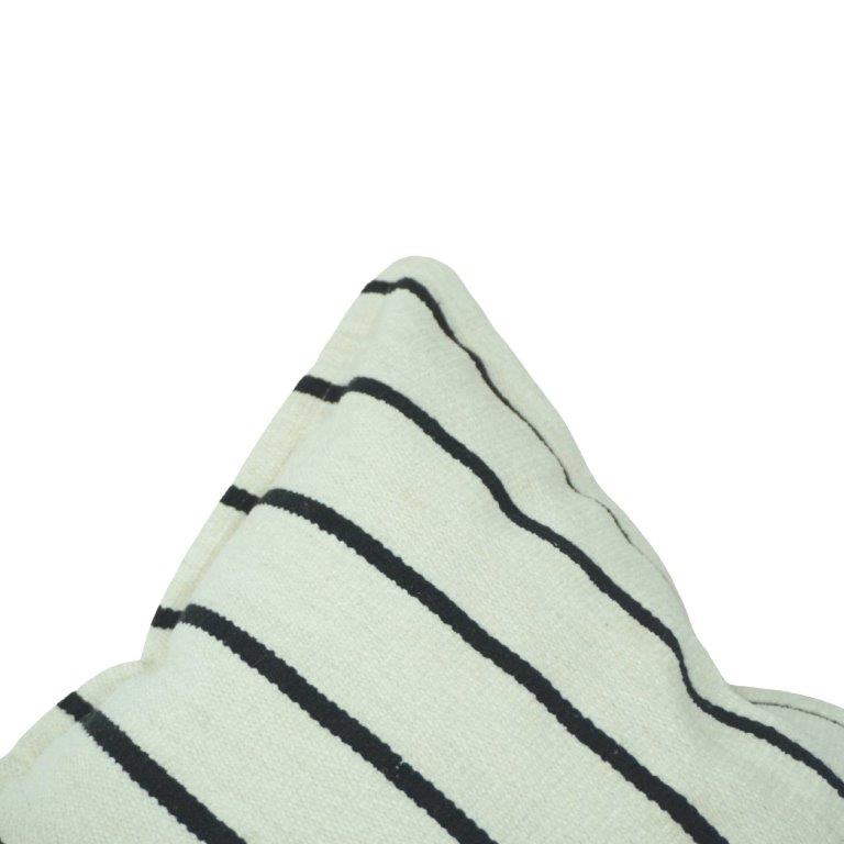 Handmade Striped Cotton Cushion Cover 45x45 cm | Black & Ivory Woven Throw Pillow Cover | Minimal Boho Home Décor - Bulk manufacturer & supplier from Panipat, India