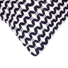 Handmade Geometric Embroidered Cotton Cushion Cover 45x45 cm | Black & Ivory Decorative Throw Pillow Cover | Modern Boho Home Décor