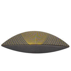 Charcoal grey and mustard striped machine embroidered cushion cover 45x45 cm