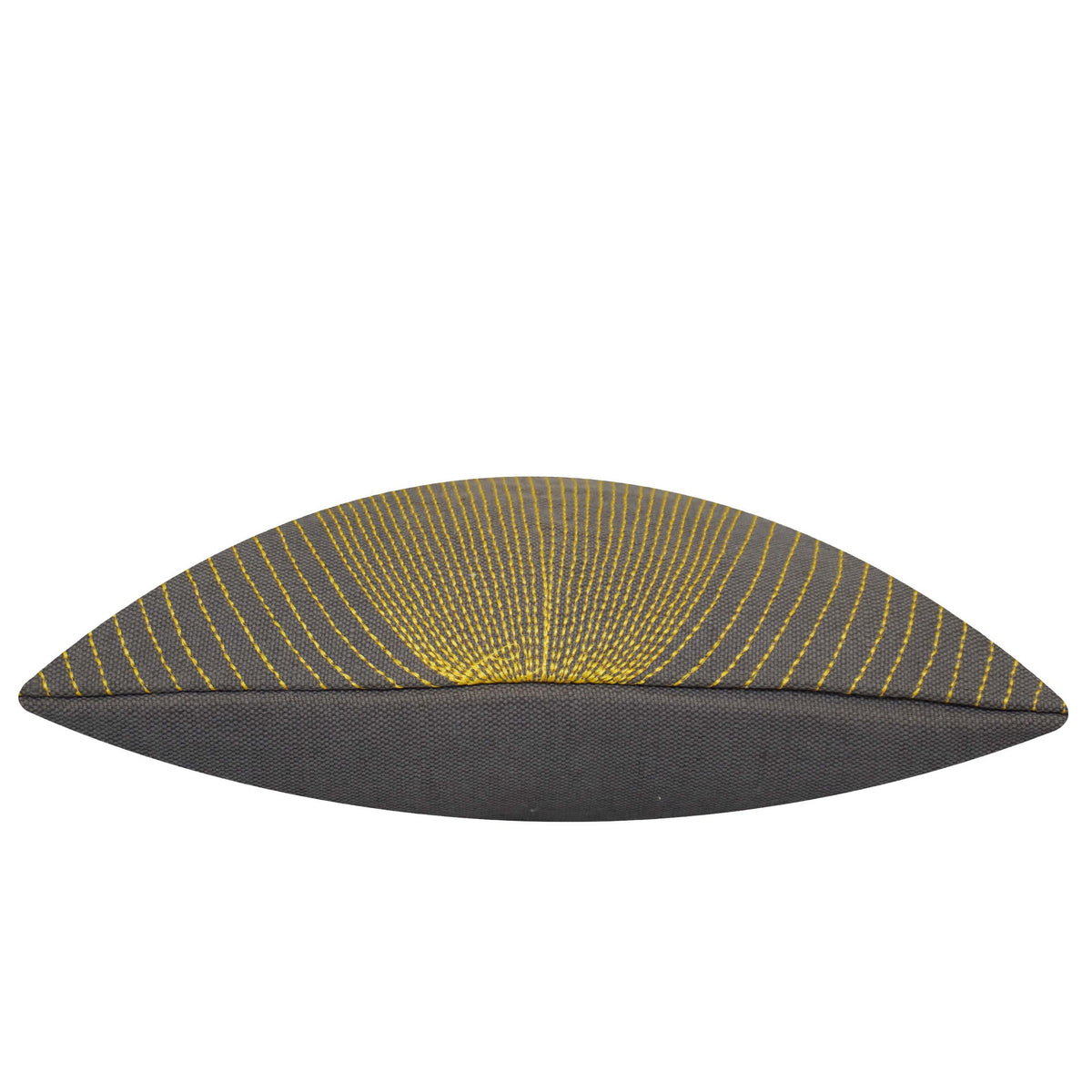 Charcoal grey and mustard striped machine embroidered cushion cover 45x45 cm