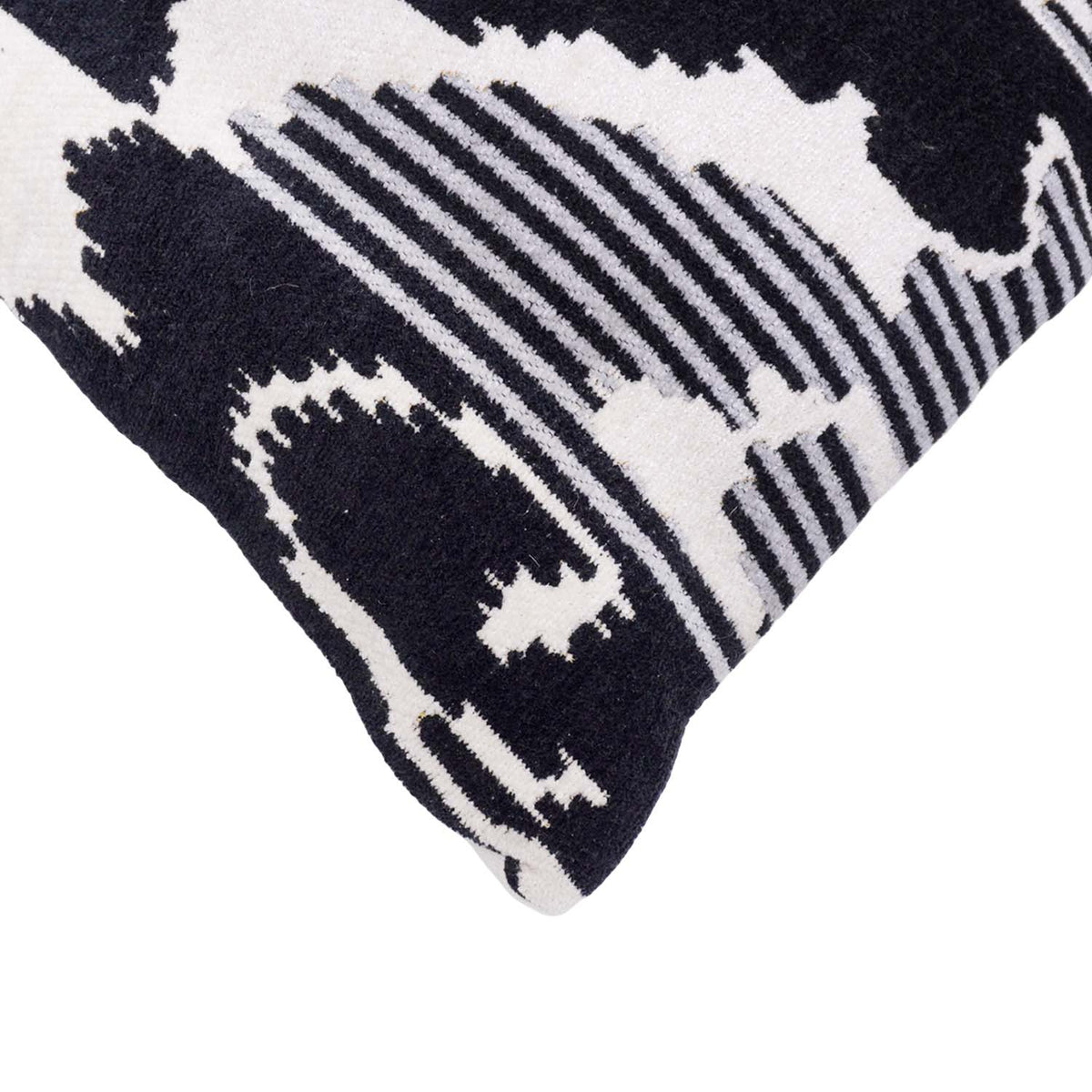 Modern Abstract Black & White Jacquard Cushion Cover 45x45 cm | Geometric Woven Cotton Cushion Cover | Contemporary Decorative Throw Pillow Cover - Bulk manufacturer & supplier from Panipat, India