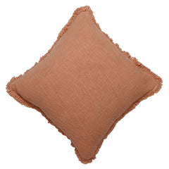 Solid Peach Cotton Cushion Cover with Fringe Edges | 100% Cotton Decorative Throw Pillow Cover | 45 x 45 cm (18 x 18 Inch)