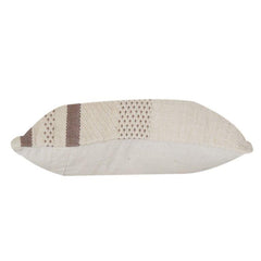 Handwoven Cotton Cushion Cover with Textured Stripes | Neutral Beige & Brown Geometric Design | 18x18 Inch