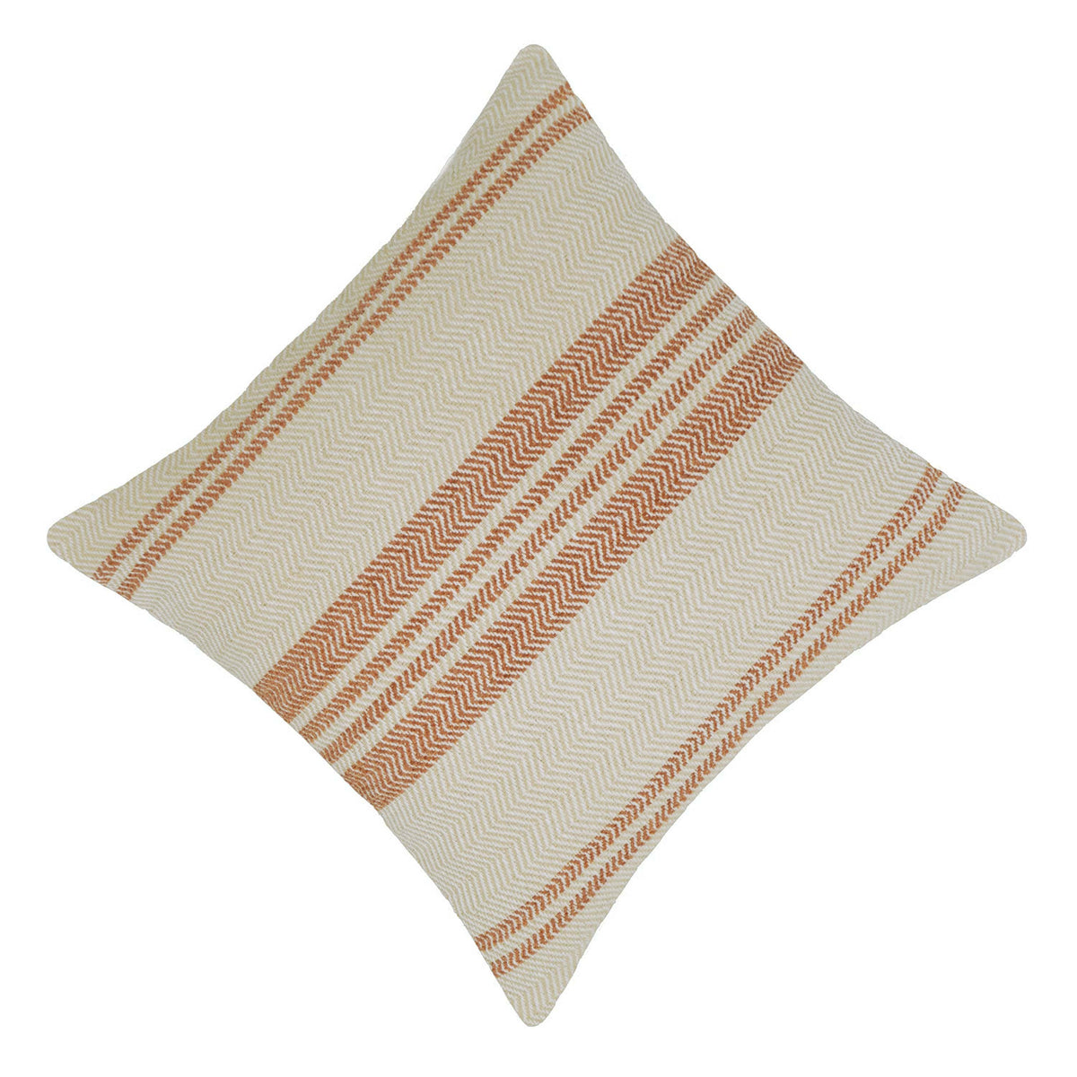 Handwoven Cream & Rust Zigzag Pattern Cushion Cover – 45 x 45 cm