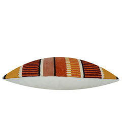 Handwoven Cotton Striped Cushion Cover 35 x 50 cm | Boho Rustic Lumbar Throw Pillow Cover | Mustard, Rust & Ivory Woven Decorative Cushion