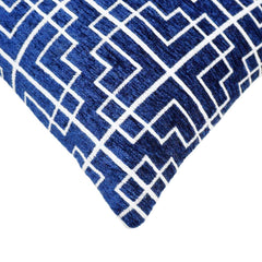 Handwoven Jacquard Cotton Cushion Cover 45x45 cm | Blue & White Geometric Pattern | Decorative Square Throw Pillow Cover | Hidden Zipper | Modern Home Décor