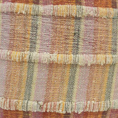 Rust & Beige Handwoven Striped Cotton Cushion Cover with Fringed Texture | 45x45 cm