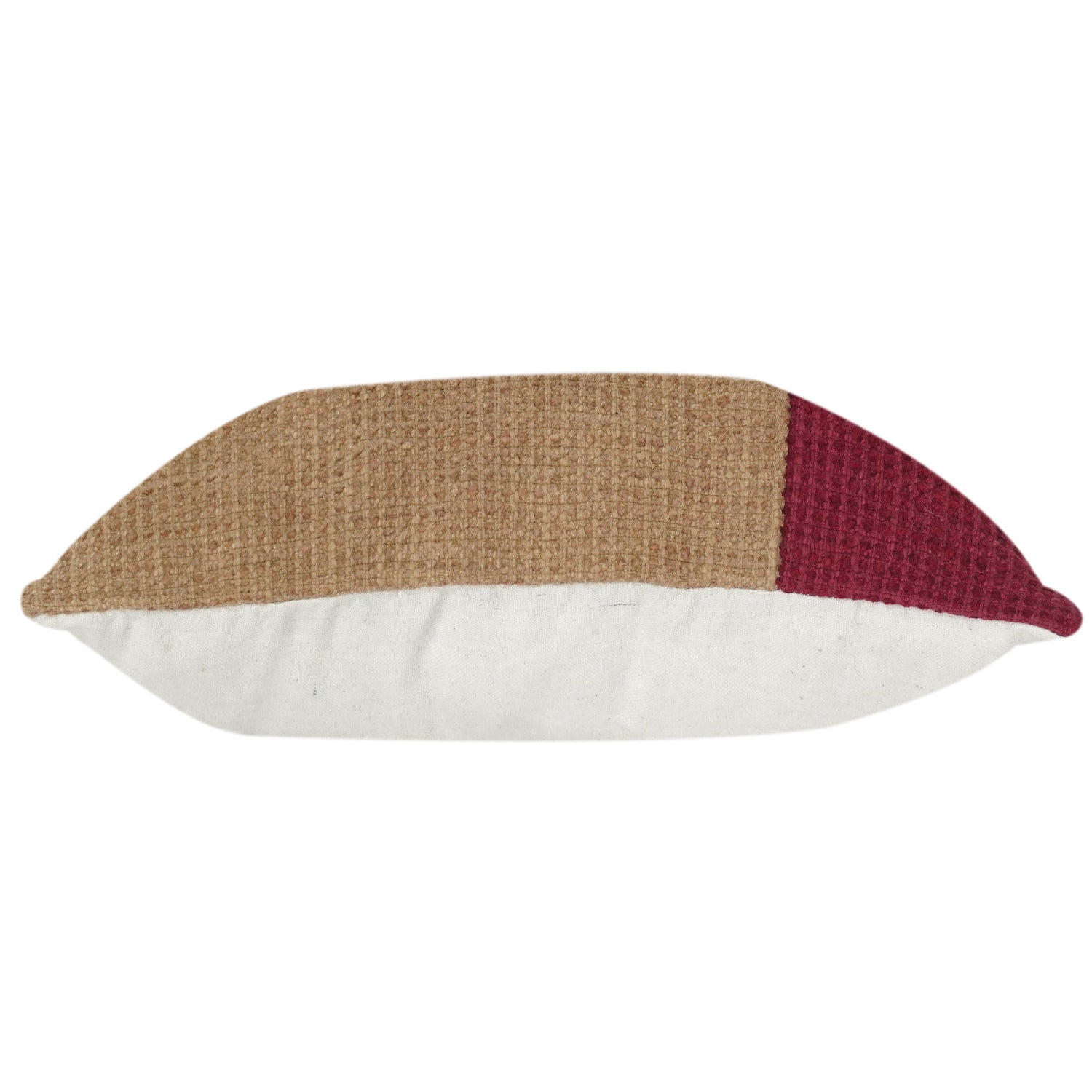 Modern Color Block Cotton Cushion Cover | Textured Woven Throw Pillow Cover in Rust, Beige & Ivory | Minimalist Home Décor Accent (18x18 Inch)