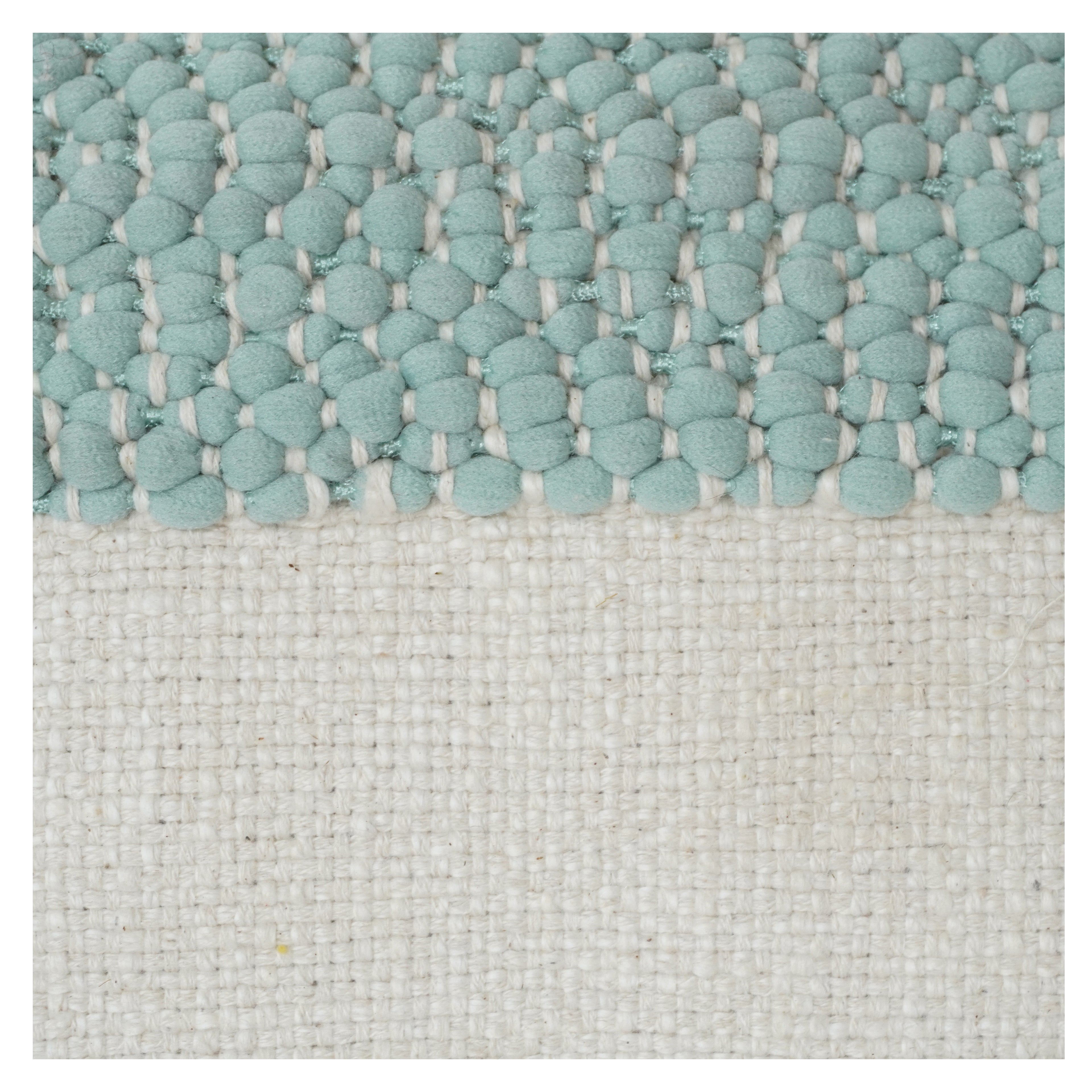 Mint Textured Woven Cotton & polyester Cushion Cover with Neutral Panel | Modern Minimalist Accent Pillow | 18x18 Inch