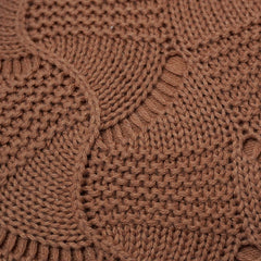 Hand Knitted Cotton Cushion Cover 45x45 cm | Textured Geometric Knit Pattern | Soft Decorative Throw Pillow Cover with Concealed Zip | Brown | 100% Cotton