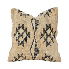 Handwoven Jute Cushion Cover 45x45 cm – Natural Textured Tribal Geometric Design | Artisan Handmade Decorative Pillow