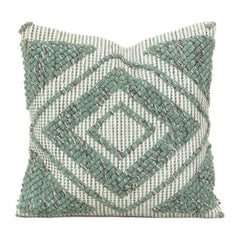 Housse de coussin en coton brodé géométrique tissé à la main 45x45 cm | Coussin décoratif à motif de losanges texturés | Décoration d'intérieur bohème moderne
