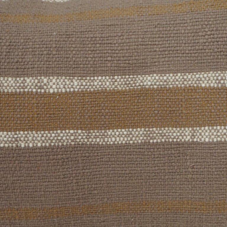 Handwoven Cotton Striped Cushion Cover 45x45 cm | Beige & Natural Woven Throw Pillow Cover | Handmade Textured Home Décor - Bulk manufacturer & supplier from Panipat, India