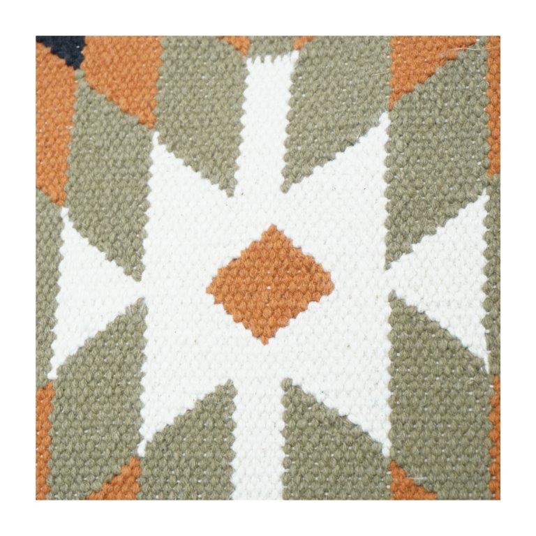 Handwoven Geometric Cotton Cushion Cover 45x45 cm | Tribal Diamond Pattern | Boho Decorative Pillow Case with Zipper